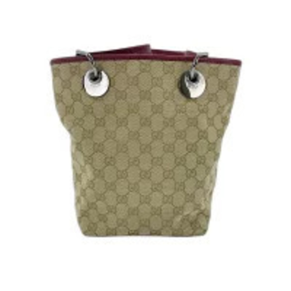 Gucci GG Canvas Leather Tote Bag Beige Cream
